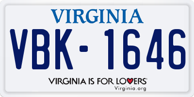 VA license plate VBK1646