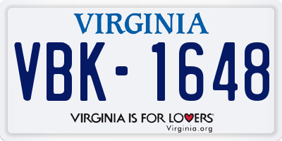 VA license plate VBK1648