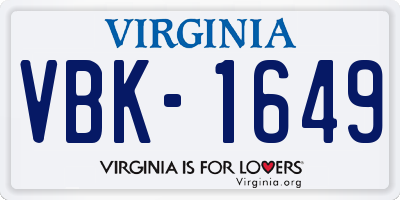 VA license plate VBK1649