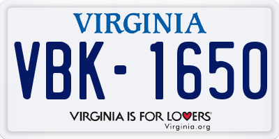 VA license plate VBK1650