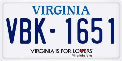 VA license plate VBK1651