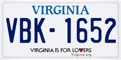 VA license plate VBK1652