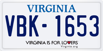 VA license plate VBK1653