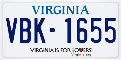 VA license plate VBK1655