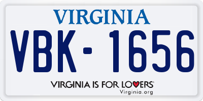 VA license plate VBK1656