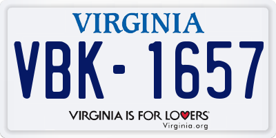VA license plate VBK1657
