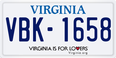 VA license plate VBK1658
