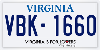 VA license plate VBK1660