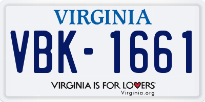 VA license plate VBK1661