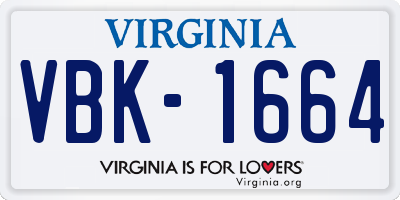 VA license plate VBK1664