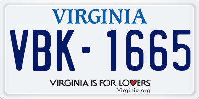 VA license plate VBK1665
