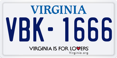 VA license plate VBK1666