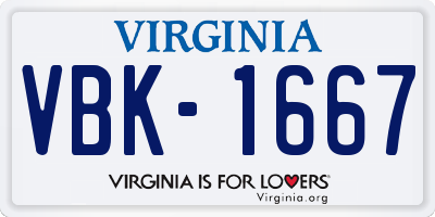 VA license plate VBK1667