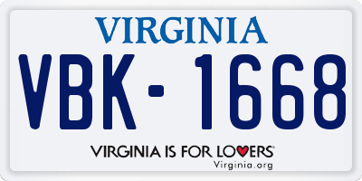 VA license plate VBK1668