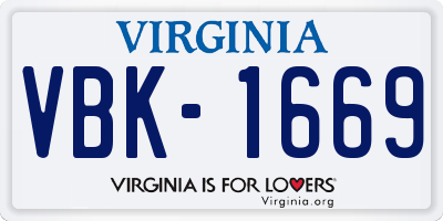 VA license plate VBK1669