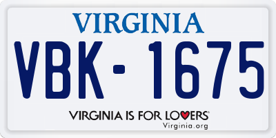 VA license plate VBK1675