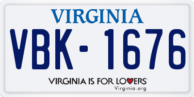 VA license plate VBK1676