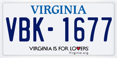 VA license plate VBK1677