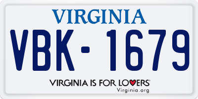 VA license plate VBK1679