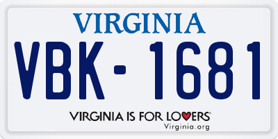 VA license plate VBK1681