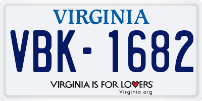 VA license plate VBK1682