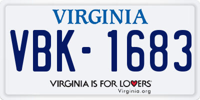 VA license plate VBK1683