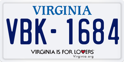 VA license plate VBK1684