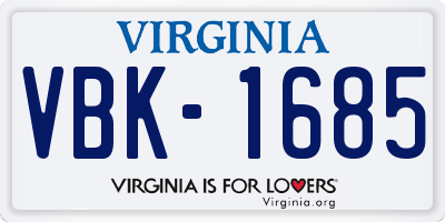 VA license plate VBK1685