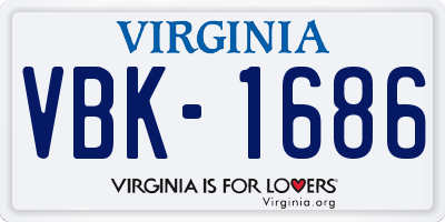 VA license plate VBK1686