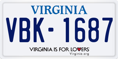 VA license plate VBK1687