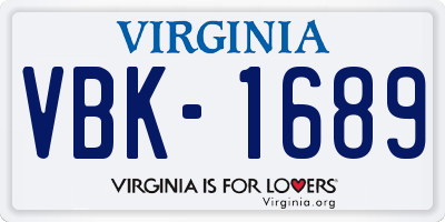 VA license plate VBK1689