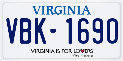 VA license plate VBK1690