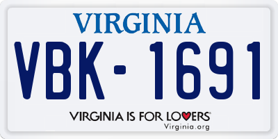 VA license plate VBK1691