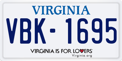 VA license plate VBK1695