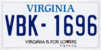 VA license plate VBK1696