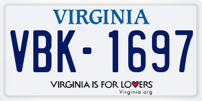 VA license plate VBK1697
