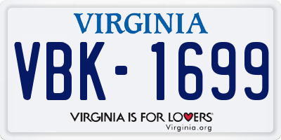 VA license plate VBK1699