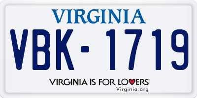 VA license plate VBK1719