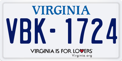 VA license plate VBK1724