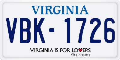 VA license plate VBK1726