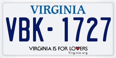 VA license plate VBK1727