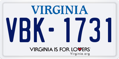 VA license plate VBK1731