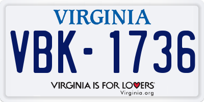 VA license plate VBK1736