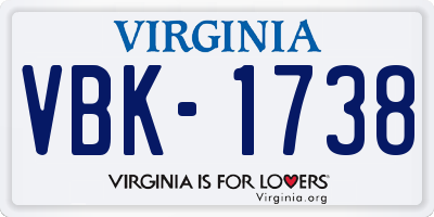 VA license plate VBK1738