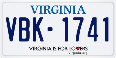 VA license plate VBK1741