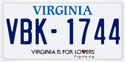 VA license plate VBK1744