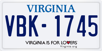VA license plate VBK1745
