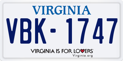 VA license plate VBK1747