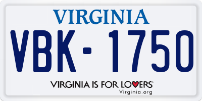VA license plate VBK1750