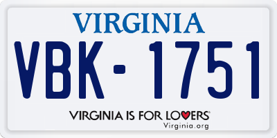 VA license plate VBK1751